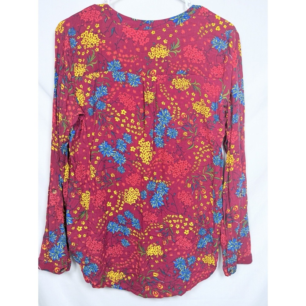 Maeve Anthropologie Blouse Womens M Pink Floral Boho Viscose Button Peasant Top - Picture 9 of 13